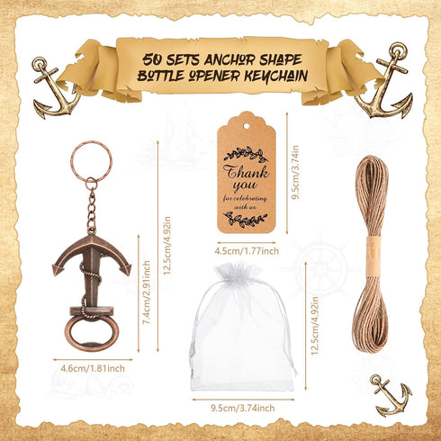 Winocbxt 50pcs Anchor Keychain Bottle Opener Wedding Gift Decoration, Perfect for Birthday Party, Baby Shower, Nautical