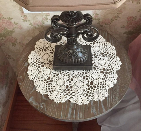 Laivigo New Handmade Crochet Lace Round Table Cloth Doilies - 16 Inch, White