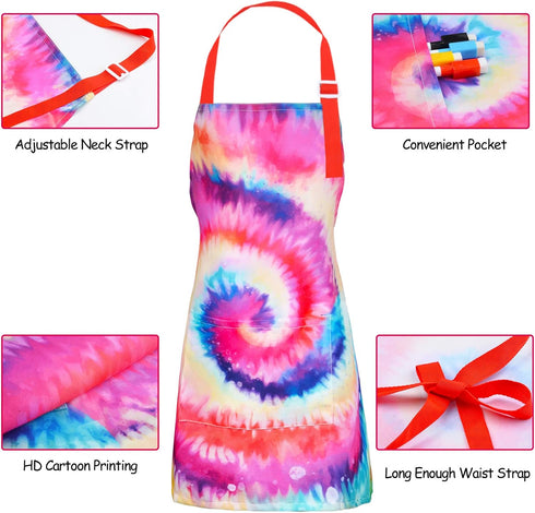 Adjustable Kitchen Cooking Chef Apron for Kid Girls Boys, with Pocket for Cooking, Baking, Art, Painting, Gardening,