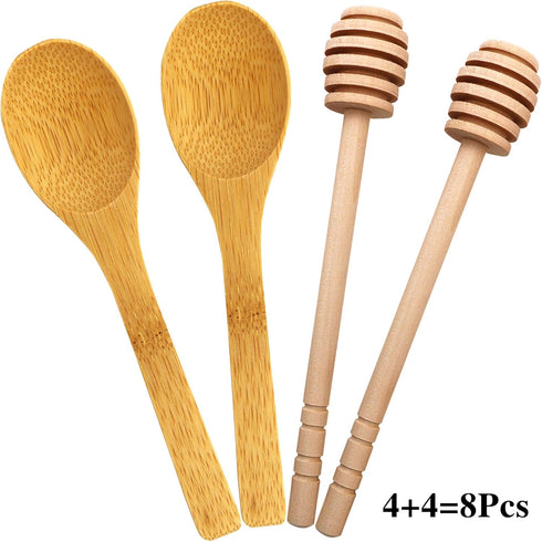 8 6 Inch BLUE TOP PCS Honey Dipper Sticks Honey Spoon Individually Wrapped Honey Stirrer Stick Mixing Spoon for Honey