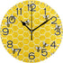 Yellow Bees and Honey Wall Clock, Battery Operated Non Ticking Silent Quartz Analog Rustic Decor