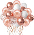 Zesliwy Rose Gold Confetti Balloons, 50 Pack 12 inch White and Rose Gold Latex Balloons for Party Decorations