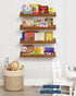 Set 4, Harwaya Walnut Nursery Book Shelves Wall of Dark Wood Scalloped Floating Bookshelf for Wall, Cloud Wooden