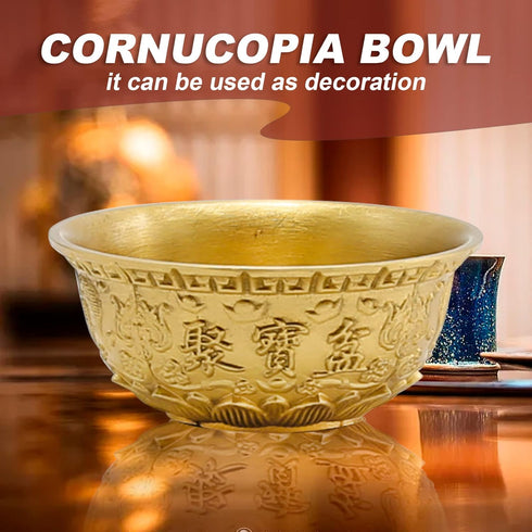 Feng Shui Treasure Basin Wealth Prosperity Bowl, Mini Brass Cornucopia Bowl for Good Luck Table Centerpieces