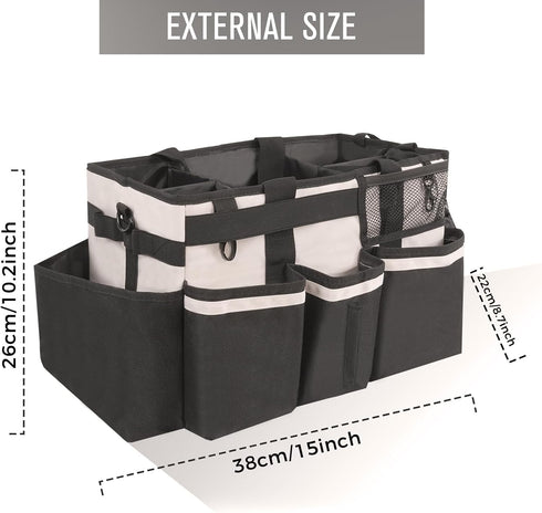 Wearable Cleaning Caddy, Supplies Organizer with Handle & Shoulder Straps for Housekeepers, Under Sink & Car Cleaning