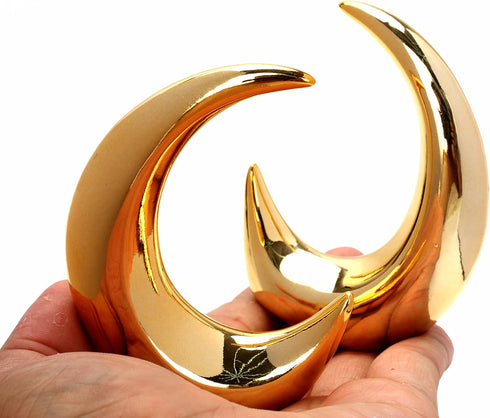 Dawbun 2 Pieces Gold Small Animal Statue Moon Statue Decor Modern Style Ceramic Moon Figurines Statues for Home Decor