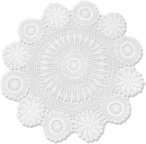 Hetao 100% Cotton Handmade Crochet Round Tablecloth Doilies Lace Table Covers,White, 35 Inch