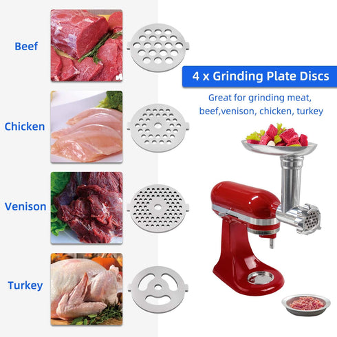 X Home Meat Grinder Attachment for KitchenAid Stand Mixer, Includes Sausage Stuffers, Grinding Plates, Grinding Blades