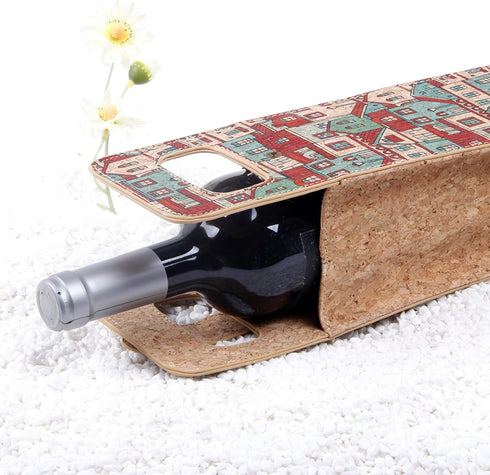 1 Bottle Reusable Wine Gift Bag, Cork Tote Carrier for Picnic, Beach Party Travel, Good Gifts