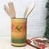 Country Sunflower Hand Painted Ceramic Utensil Jar, Wooden Tool Holder, Modern Kitchen Decor for Spoons and More.