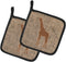 Caroline's Treasures BB1001-BL-BN-PTHD Giraffe Burlap and Brown Pair of Heat Resistant Pot Holders, 7 1/2 x 7 1/2