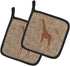 Caroline's Treasures BB1001-BL-BN-PTHD Giraffe Burlap and Brown Pair of Heat Resistant Pot Holders, 7 1/2 x 7 1/2
