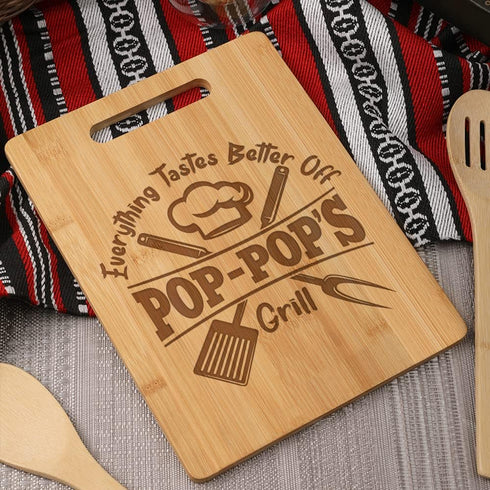 Grandpa Cutting Board - Gifts for Grandpa on Fathers Day - Pop Gifts for Grandpa from Grandkids - Grandpa Kitchen Gift for Christmas, Anniversary