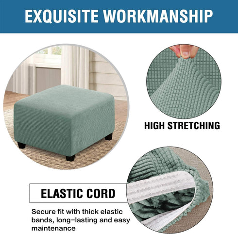 Square Jacquard Ottoman Covers Ottoman Slipcovers Folding Storage Stool Protector Elastic Bottom Stretch High Spandex
