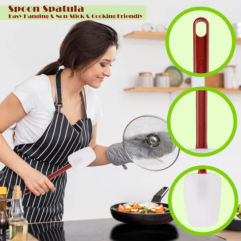 Silicone Rubber Spoonulas Pack of 3 (9.5/14/16-Inch), Commercial Silicone Spoonulas, Resistant to 500?, Dishwasher Safe
