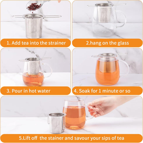 Evmliy Stainless Steel Tea Infuser, Long-Handled Tea Strainers for Loose Tea, Tea Diffuser for Herbs Spices