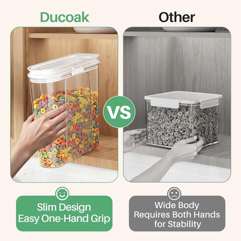 Ducoak 3 (4L/135.2oz) Set Cereal Containers Storage, PCS PET Airtight Food Storage Containers With Lids For Kitchen