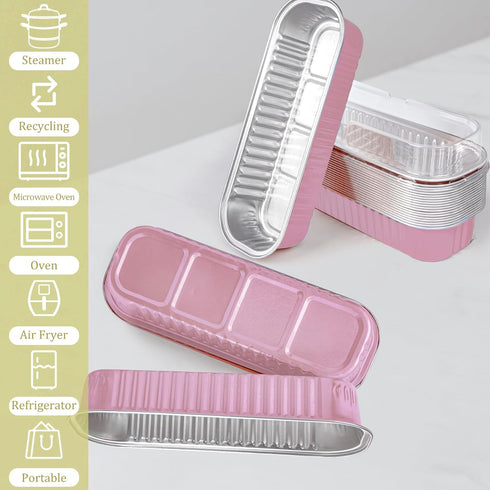 20PCS Rectangle Mini Loaf Pans With Lids, Disposable Ramekins Baking Cups for Wedding, Birthday Party.