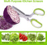 Herb Scissors with 5 Blades and Cover - Multipurpose Kitchen Shears for Cutting and Stripping, Green