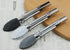 Mini Tongs with Silicone Tips, 7-Inch Small Serving Tongs, Set of 3 in Black, White, Gray