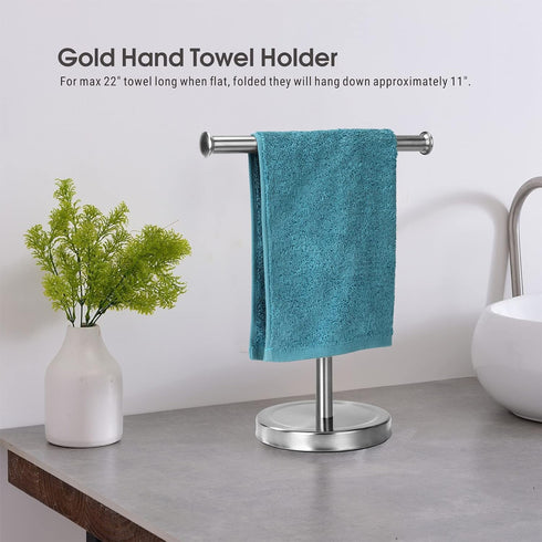 Songtec Hand Towel Holder Stand for Bathroom Vanity Countertops, Fingertip Towel Rack, T-Shape Holder, Accessories Jewelry Stand - Brushed Nickle by Songtec