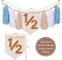 Dokuna 1/2 Half Birthday High Chair Banner - Boys Half Birthday Party Decorations Photo Backdrop, Half Way to One