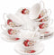 Foraineam Tea Cup and Saucer Set of 6, Porcelain Ivory Rose Tea