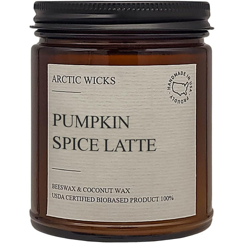 Pumpkin Spice Latte Candles | Arctic Wicks Scented Candles | 9oz Amber Non-Toxic Coconut & Beeswax Candle Fall Decor