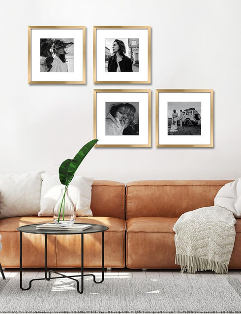 11x11inch Decor,Set 4 ArtbyHannah Gold Framed Wall Art with Herbs Plants Botanical Pictures in Gold Frames for Kitchen