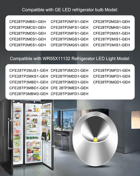 WR55X11132 Refrigerator LED Light Bulb and Cover Assembly, Compatible with GE Refrigerator, 1 Pack
