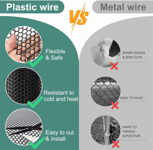 15.7IN 50FT) Chicken Plastic Wire Fencing Mesh - Heavy-Duty Plastic Chicken Black Wire Fence Mesh for Gardening