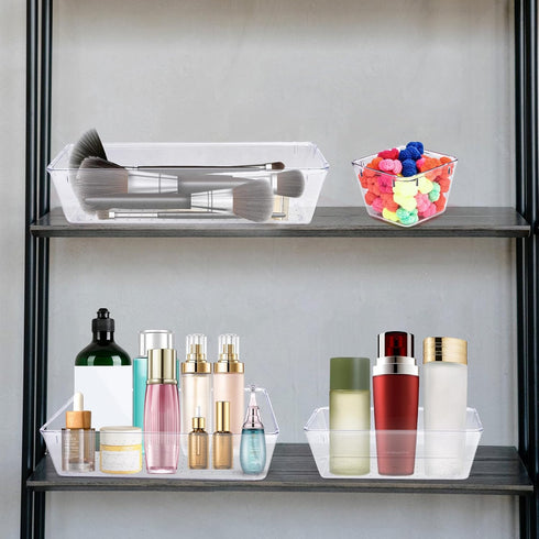 4 PCS Clear Plastic Drawer Organizer, Desk Drawer Divider Organizers and Storage Bins for Makeup, Jewelry, Gadgets for Kitchen, Bedroom, Bathroom, Office (9.0"x3.0"x2.2") by Zuihug