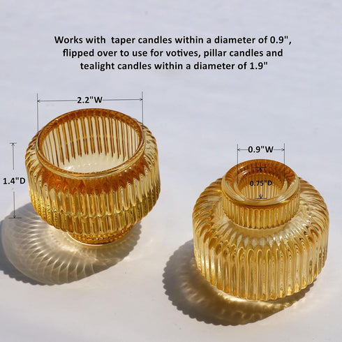 Set 4, Woho Gold Candlestick Holder of Tapered Candlestick Holders for Table Centerpiece, Glass Taper Candle Holders