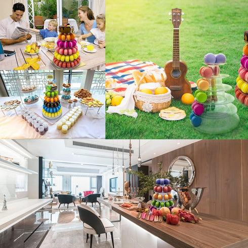 6 Tier Macaron Tower Stand for Wedding Birthday Party, Plastic Display Stand for Cupcake Cake