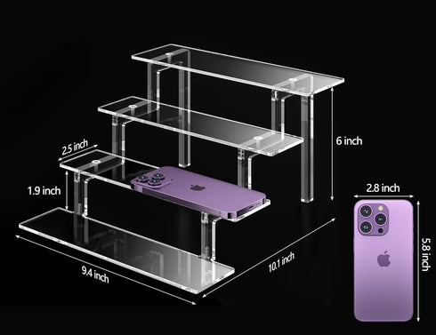 Acrylic Risers Display Stands, Clear, 4 Tier Shelf for Perfume, Funko POPs, Lotion Holder, Cupcake Stand