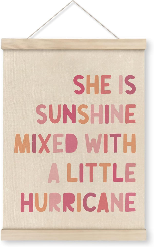 HRQKO She is Sunshine Poster Hanger Frame, Pink Girls Room Wall Decor,