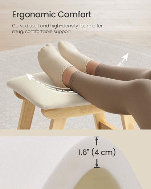 9.8 15.4 11.8 Inches, Summer ULSF052LF02 SONGMICS Foot Stool Ottoman, Padded Foot Rest Under Desk with Solid Wood