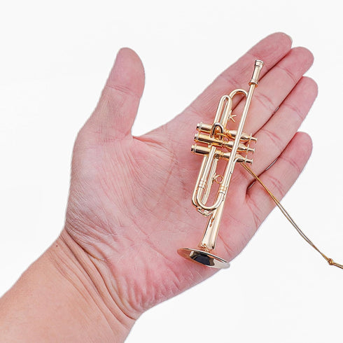 LQDSHGLK 4.72" (4.72" Brass String Miniature Trumpet Hanging Ornament Mini Musical Instrument Trumpet Replica Christmas