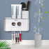 5 2 4 Toothbrush Holder Wall Mounted, WEKITY Multi-Functional Toothbrush and Toothpaste Dispenser for Bathroom