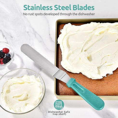 U-Taste Icing Spatula Set with 6", 8", 10" Blade, 18/0 Stainless Steel Angled Cake Decorating Spatula Set of 3