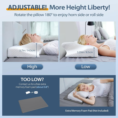 HOMCA Cervical Pillow Memory Foam Pillows - Contour Memory Foam Pillow for Neck Pain Relief, Orthopedic Neck Bed Pillow