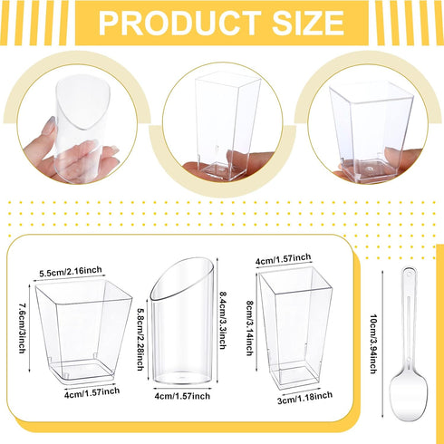 300 Pack 3oz 5oz Events(3 Funtery Mini Dessert Cups with Spoons - Reusable Clear Plastic Yogurt Parfait & Appetizer