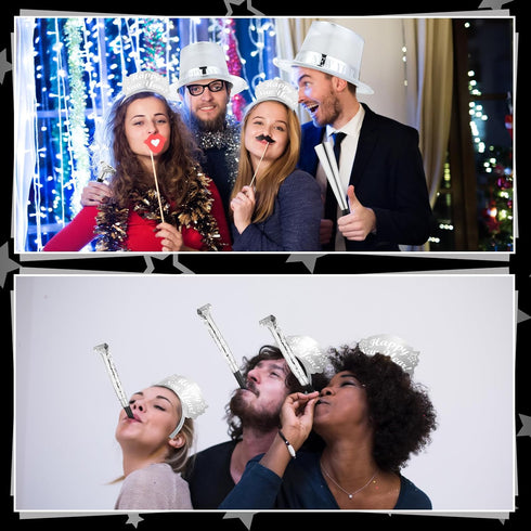 48 12 2026 Shappy Pcs New Year's Eve Party Supplies for Guests Party Supplies Top Hat Headbands Tiara Fringed Noise