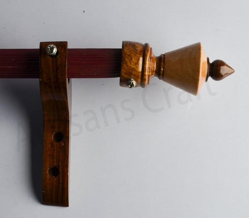 Handmade Wooden Curtain Rod Brackets with Round Finials, Natural Rosewood, Home Accessories for Window Treatment