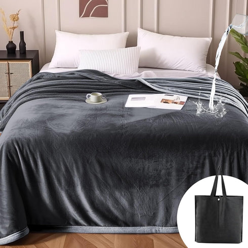 80'' 60'' 3 Tisancy Love Waterproof Dark Gray and Light Gray Bed Blanket x with a Storage Bag, Double Sides Flannel