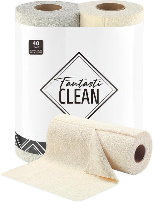 Fantasticlean Tear-Away Dish Cloth - 40 Sheets - 10'' by 10'', Reusable
