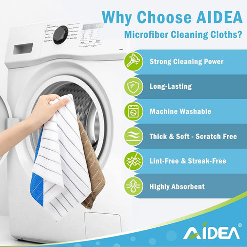 AIDEA Kitchen Towels, Absorbent Soft Dish Cloths for Home, Multi-Purpose Cleaning and Drying, 8PK, 12”x12”