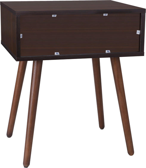 SUPER DEAL Mid-Century End Table Modern Side Table with Drawer Small Table with Wooden Legs, Sliding Drawer and Smiley