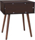 SUPER DEAL Mid-Century End Table Modern Side Table with Drawer Small Table with Wooden Legs, Sliding Drawer and Smiley
