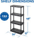 Gracious Living 4 Shelf Knect-A-Shelf, Ventilated Light Duty Storage Unit for Home, Garage, Basement, Black